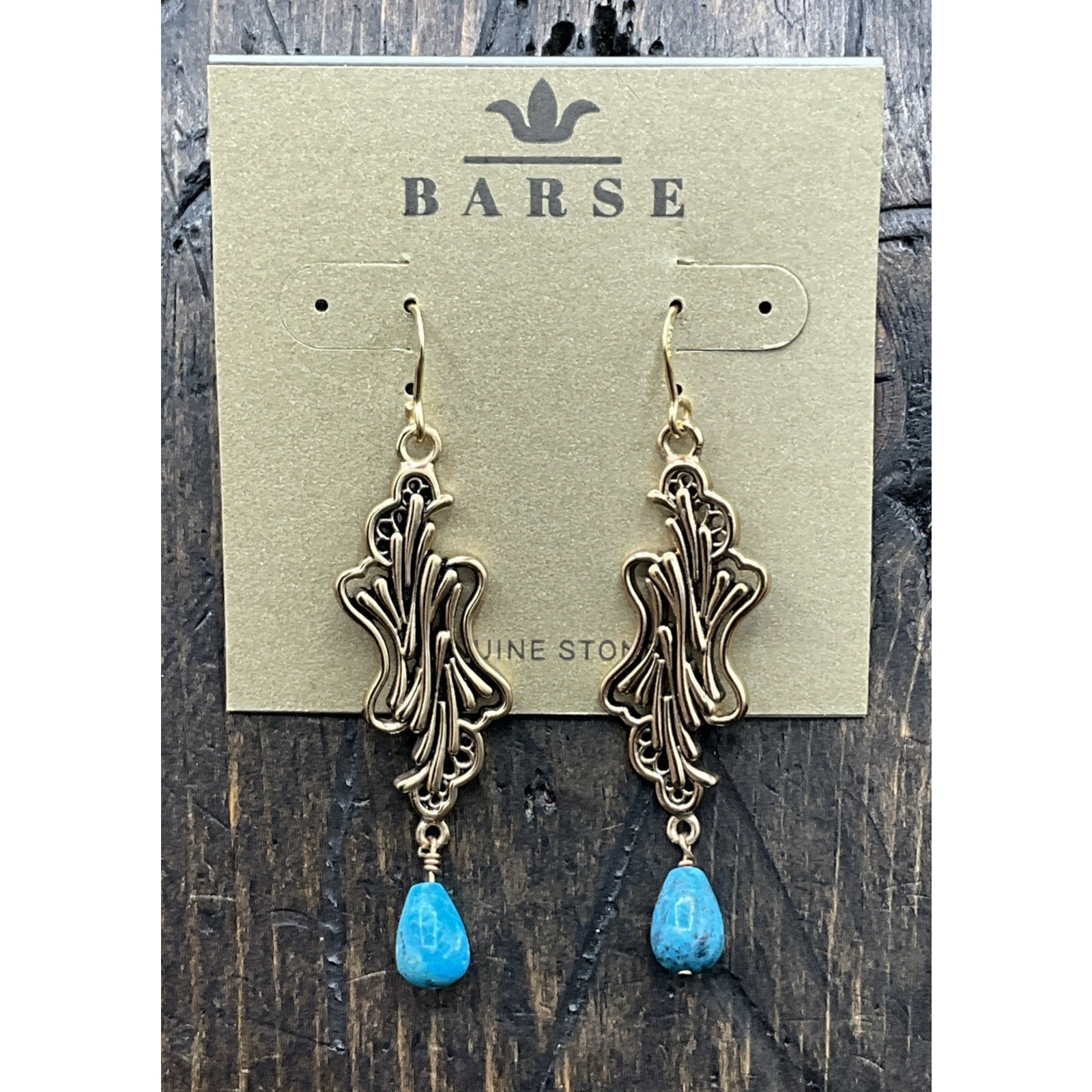 Barse Fantasia Earrings- Turquoise- Bronze- Nwt
